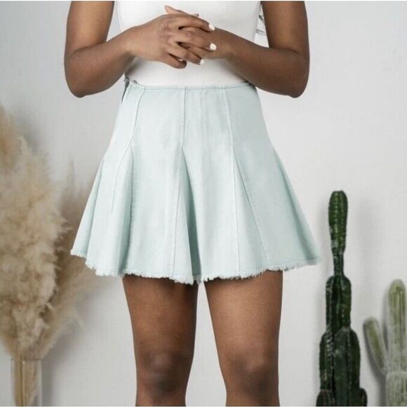 Mustard Seed Pleated Denim Skirt Size S - Picture 1 of 8